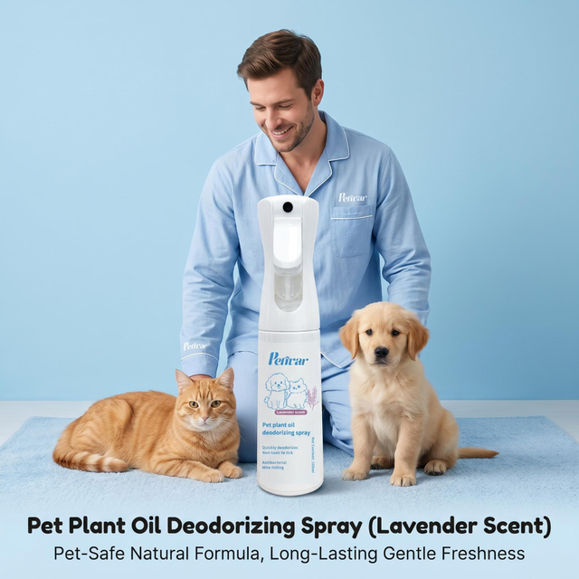 Spray desodorizante profesional de aceite vegetal de lavanda para mascotas para eliminación de olores e inhibición de bacterias