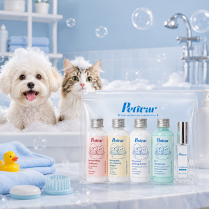 Kit de viaje premium para el cuidado de mascotas | Set de champú, acondicionador y perfume para mascotas para perros y gatos