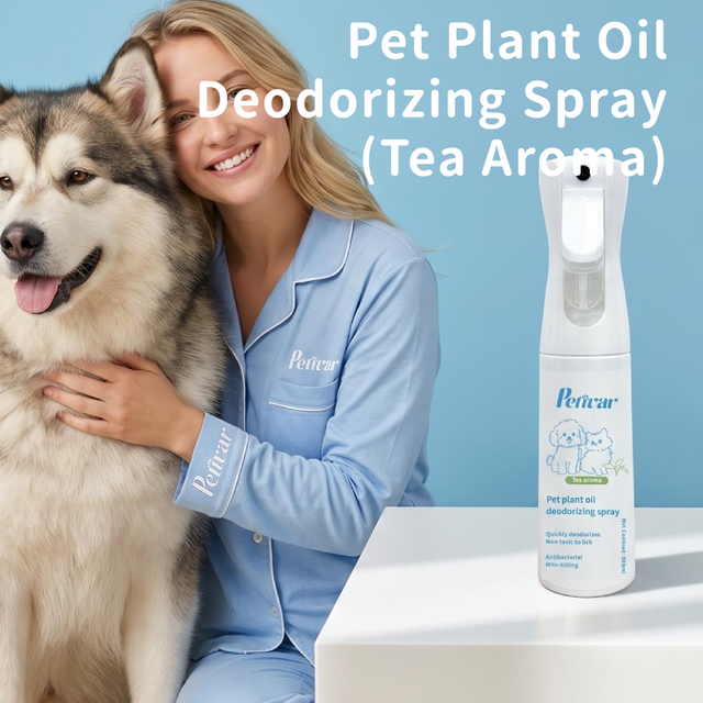 Spray desodorizante profesional con aroma a té y aceite vegetal para mascotas para eliminación de olores y cuidado antibacteriano