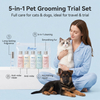 Kit de viaje premium para el cuidado de mascotas | Set de champú, acondicionador y perfume para mascotas para perros y gatos
