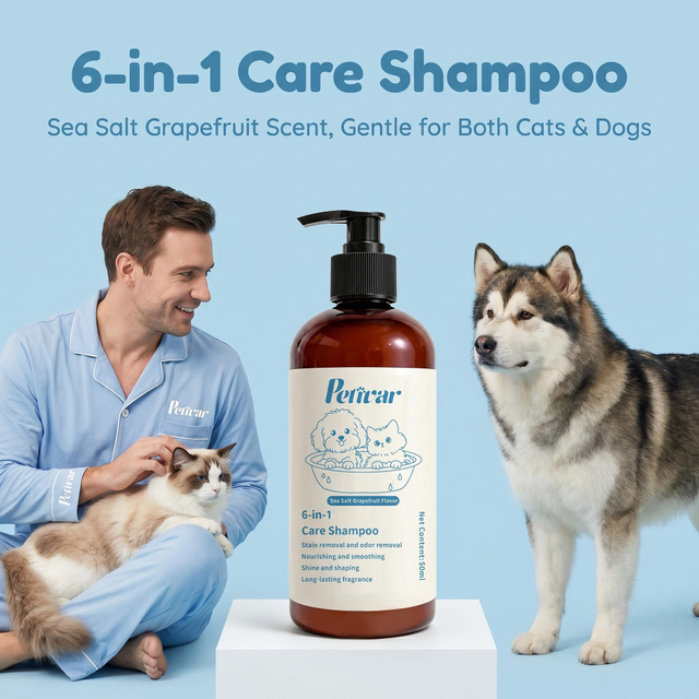 Champú profesional para mascotas con pomelo y sal marina para una limpieza profunda y una fragancia duradera